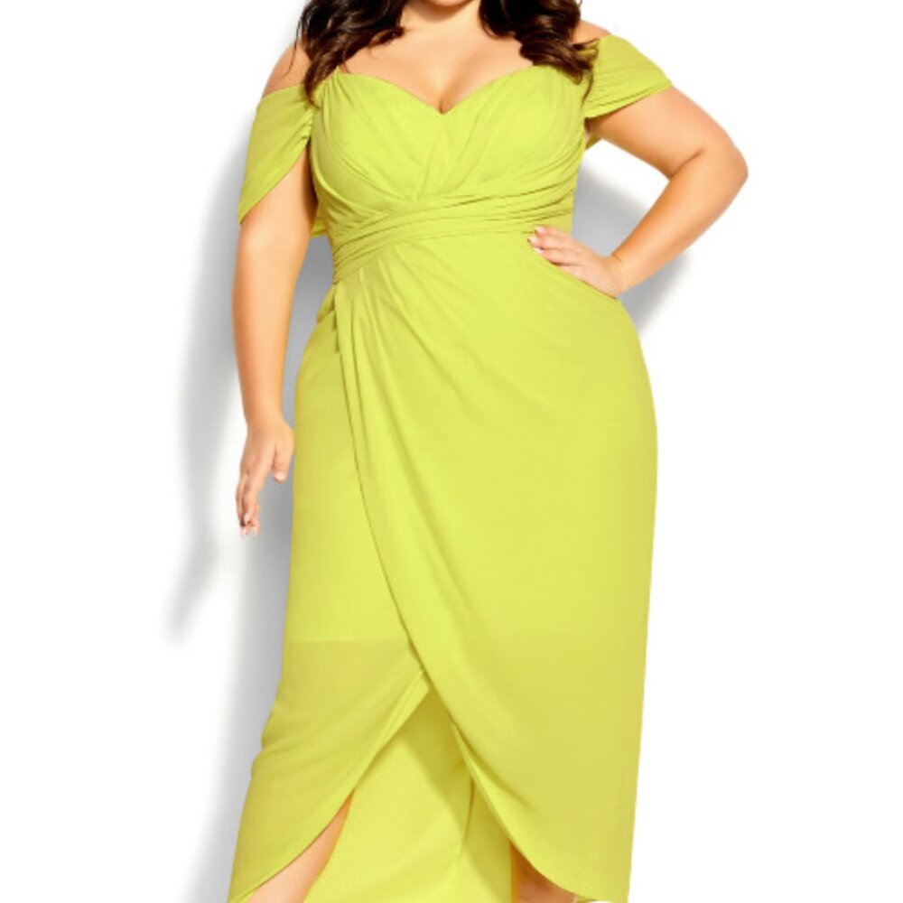 City Chic Cocktail Dress in Yellow